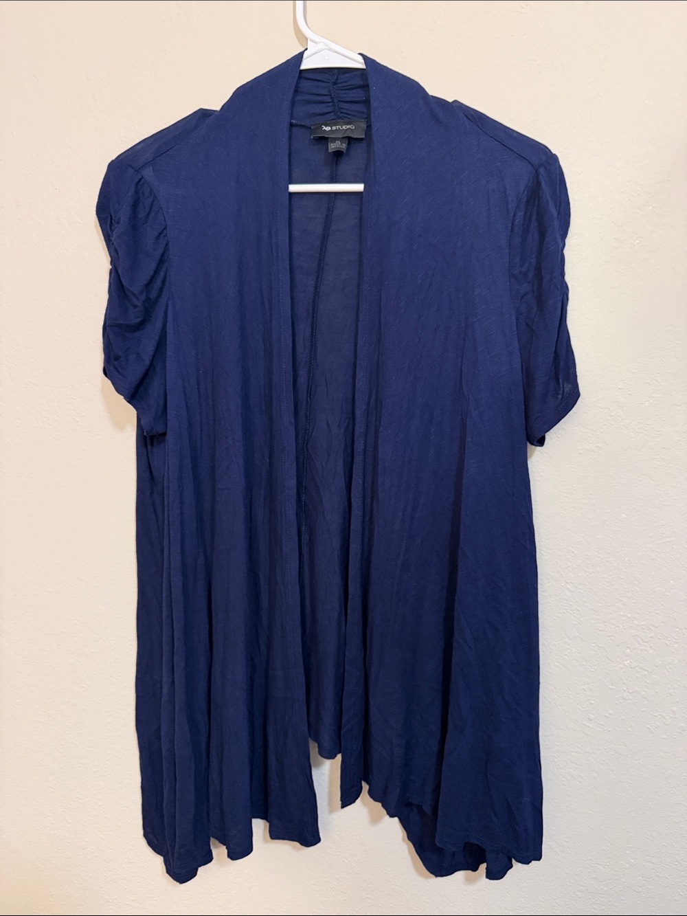 AB Studio Navy Open-Front Short Sleeve Cardigan